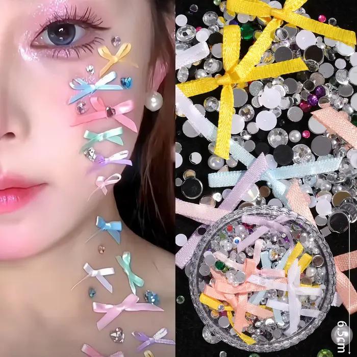 Doux visage bijoux décoration 3D arc amour cristal papillon diamant maquillage du visage bricolage s