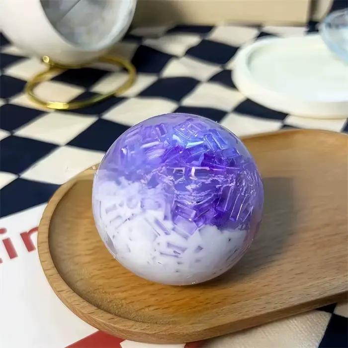 Balle anti-stress en cristal craquelé, jouet sensoriel en TPR à remontée rapide, moulable et compres