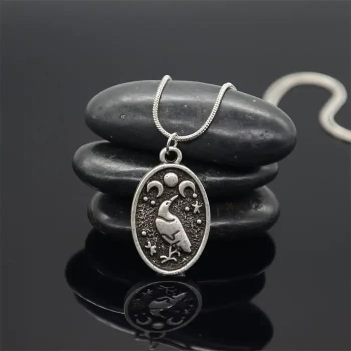 Odin corbeau Triple lune déesse Viking pendentif collier Wicca païen Talisman amulette sorcellerie b
