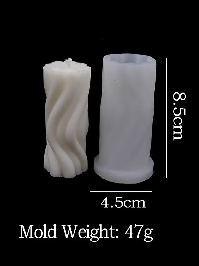 Moule à bougie cylindrique en Silicone à rayures ondulées, pilier à rayures torsadées, chandelier à 