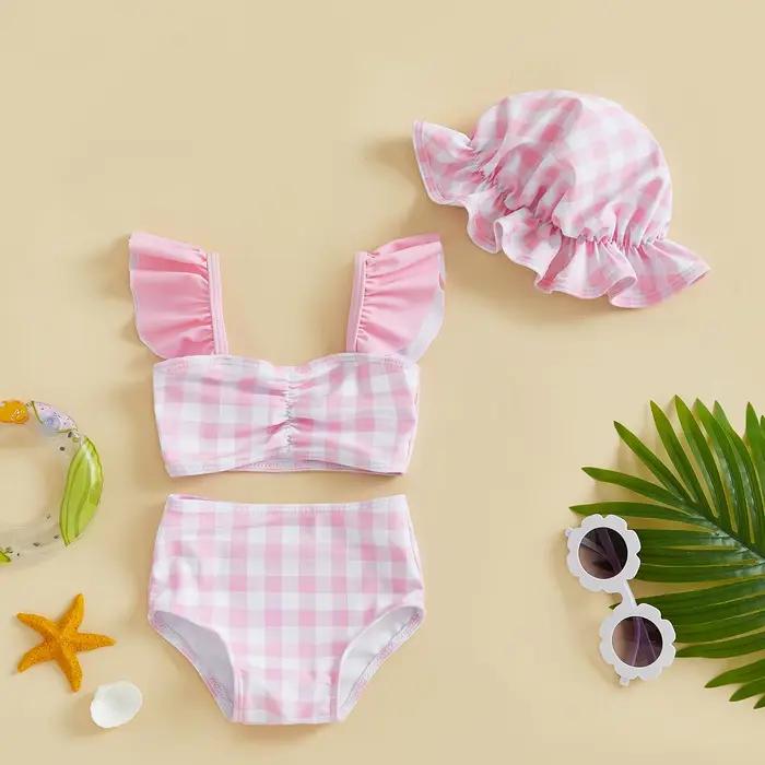 Enfants 3 pièces maillots de bain bébé fille Bikini maillot de bain infantile maillot de bain décont