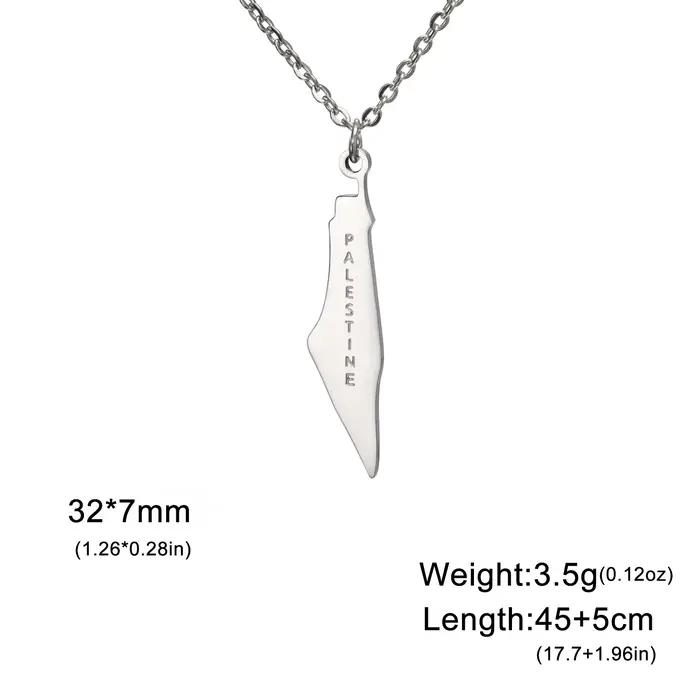 Pendentif Palestine en acier inoxydable, collier pour hommes et femmes, carte palestinienne, cadeaux