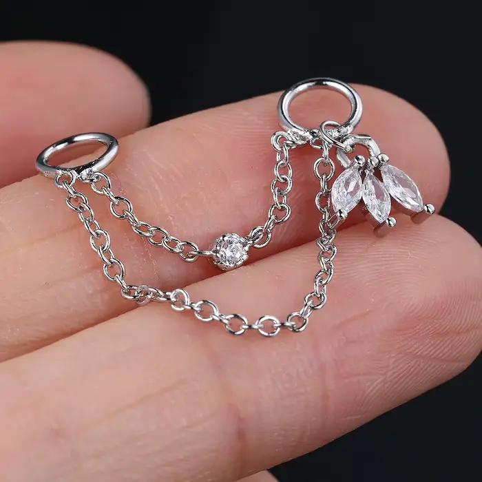 Breloque pour boucles d'oreilles créoles, chaîne superposée, pendentif couronne CZ, couleur or, Pier