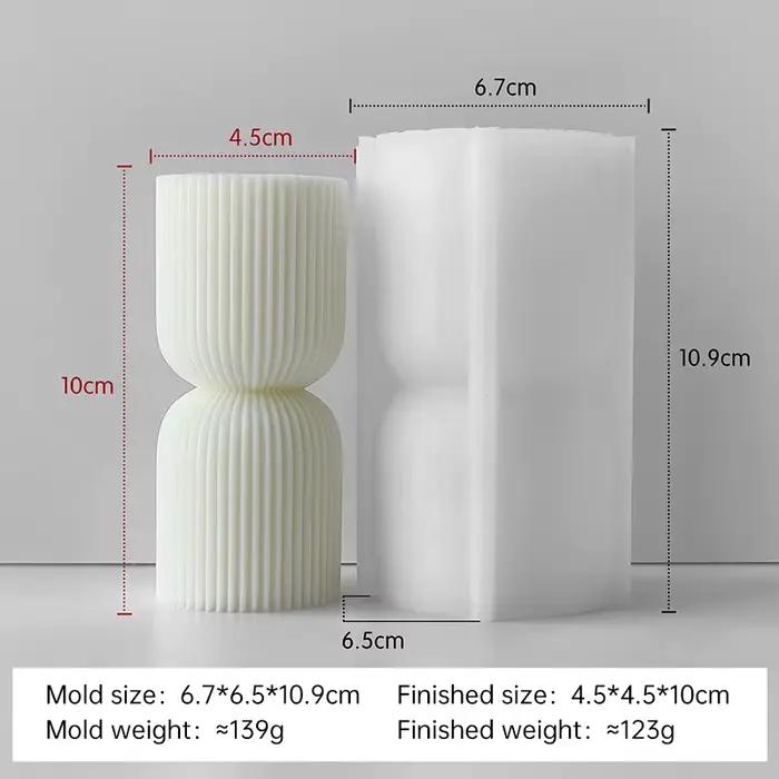 Moule à bougie cylindrique torsadé géométrique, idéal pour les bougies parfumées et la fabrication d
