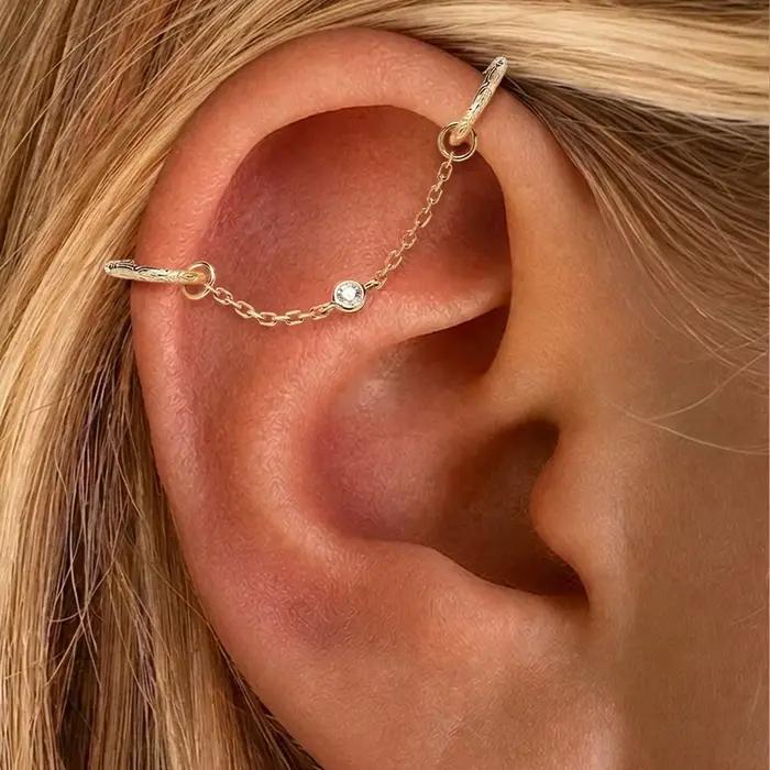 CANNER 1PC 6/8mm 14K Or massif motif floral Anneau de piercing pour cartilage, Hélix, Tragus, Conch,