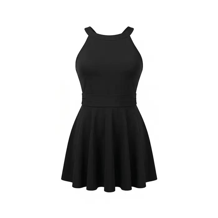 Maillot de bain jupe plissée dos nu coupe ajustée sans manches pour la plage et les sources chaudes,