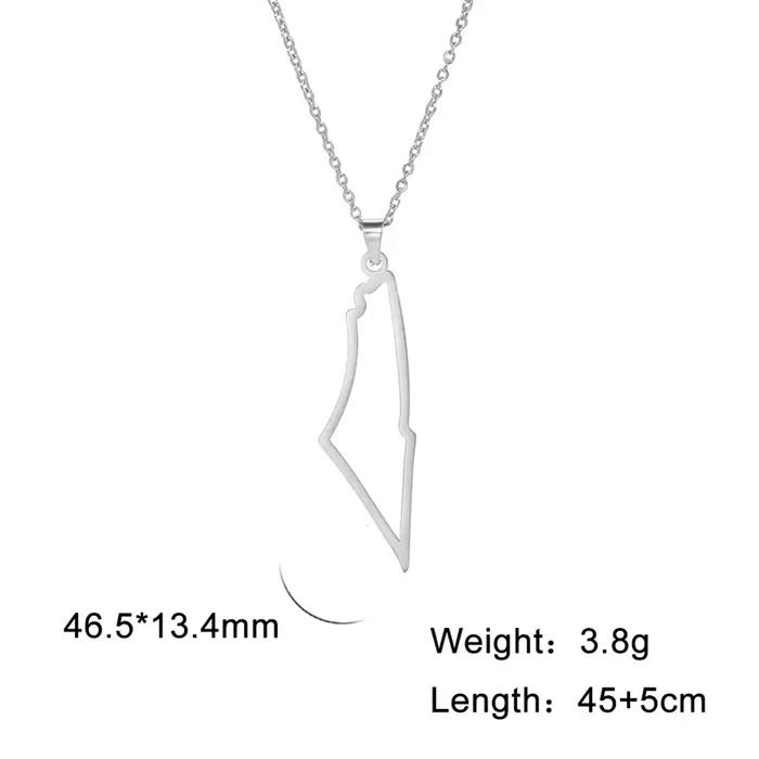 Collier pendentif carte palestine pour femmes, chaînes de carte israélienne, ras du cou, géographie 