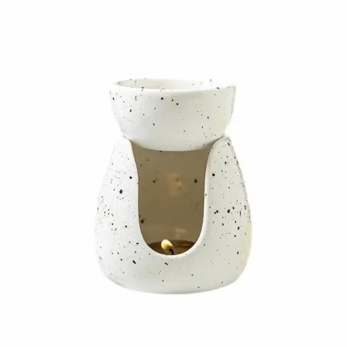 Brûleur à Huile Essentielle en Céramique Minimaliste Fait Main, Décoratif, Résistant à la Chaleur, U
