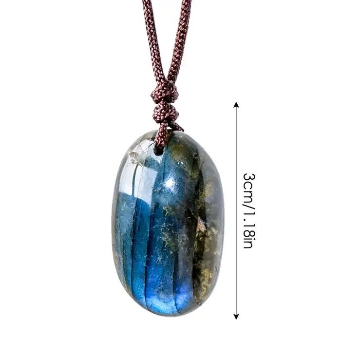 Collier pendentif en Labradorite naturelle, pierre de lune polie de guérison, breloque pour thérapie