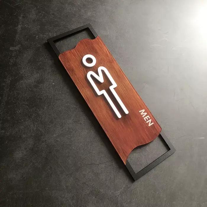 Panneau de porte d'entrée en bois pour chambre à coucher, autocollant mural de WC, signalisation de 