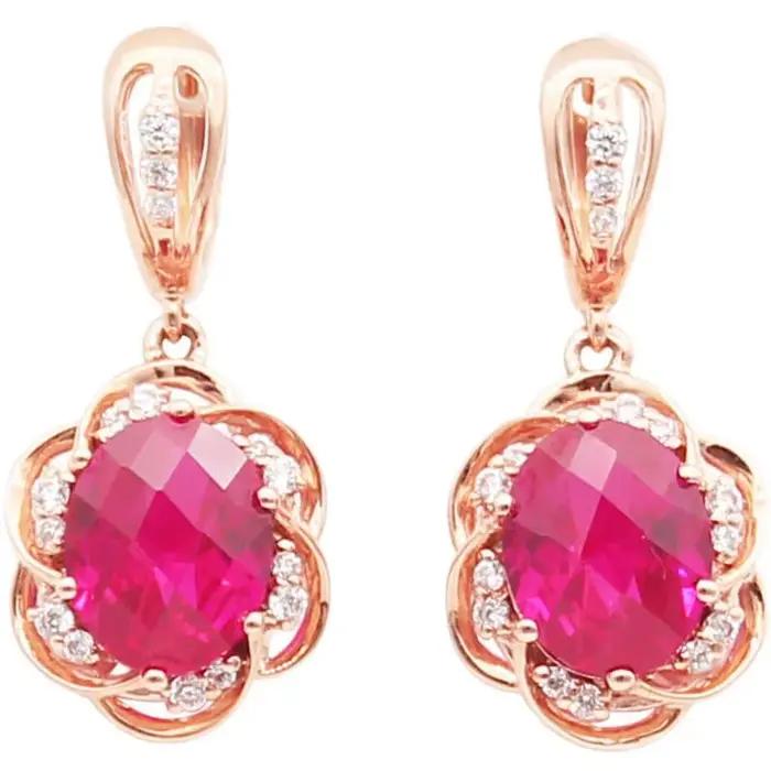 Boucles d'Oreilles promenales Incrustées d'Or Rose 14K pour Femme, Plaqué Or Violet, Fleur d'Afrène,