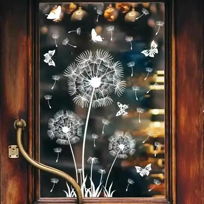 Nouveau papier peint de décoration de noël pour la maison, autocollant mural électrostatique blanc p