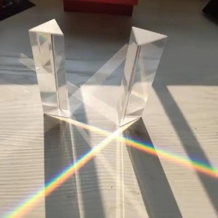 Prisme triangulaire de photographie 25x25x80mm, filtre à effets en verre de cristal arc-en-ciel pour