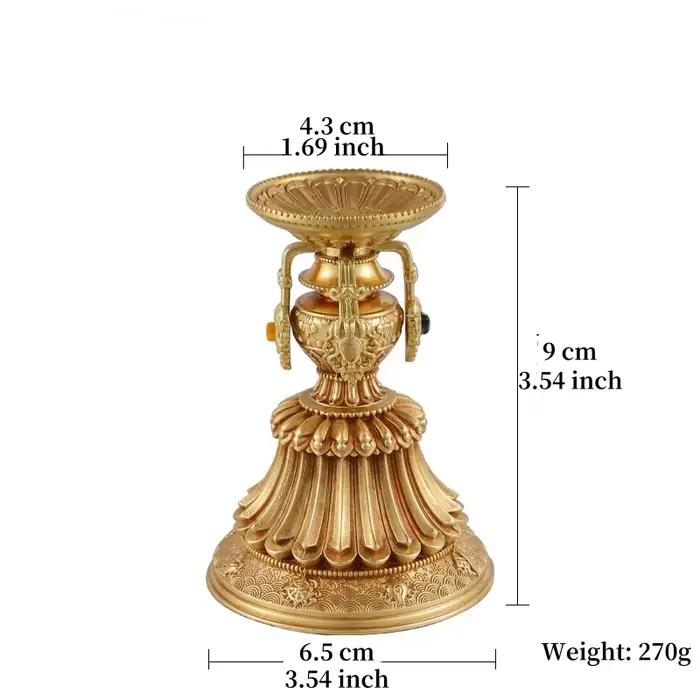 Tasse de bougie bouddhiste multifonctionnelle, chandelier en laiton, support de lampe artisanale tan