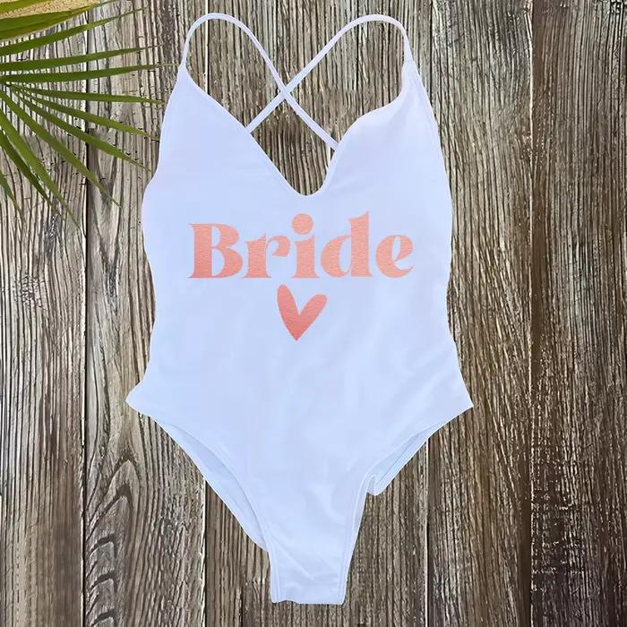 Maillot de bain une pièce rembourré pour femme, thème Team Bride, pour enterrement de vie de jeune f