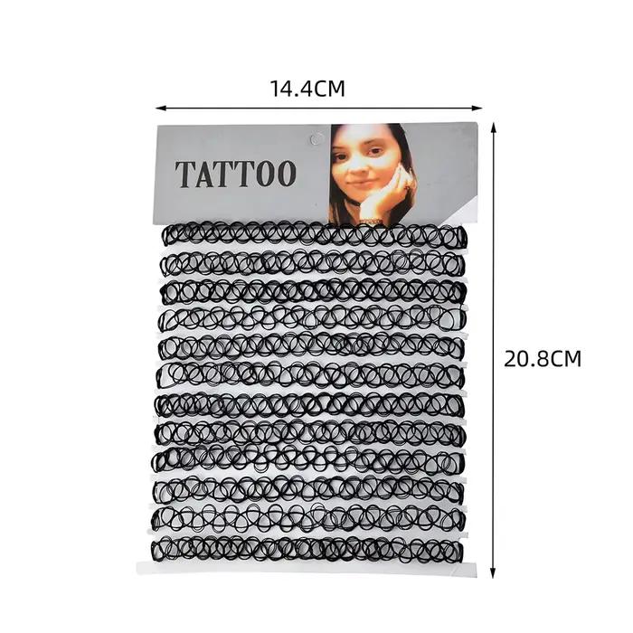 12 pièces/ensemble couleur mixte tatouage arc-en-ciel Sautoirs Vintage gothique Punk élastique colli