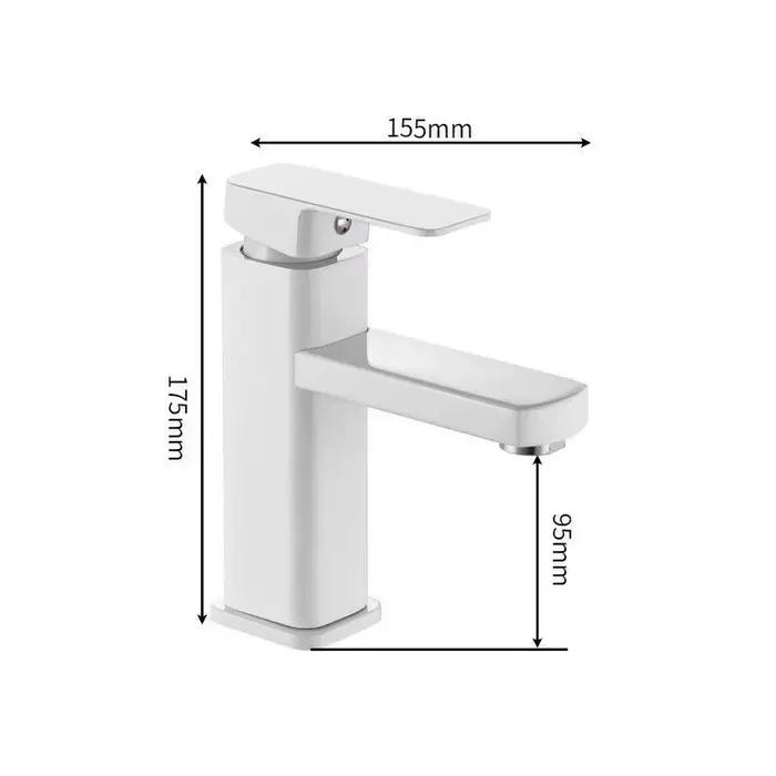 RETHME robinet de lavabo de salle de bains blanc, robinet de lavabo carré, eau chaude et froide, rob