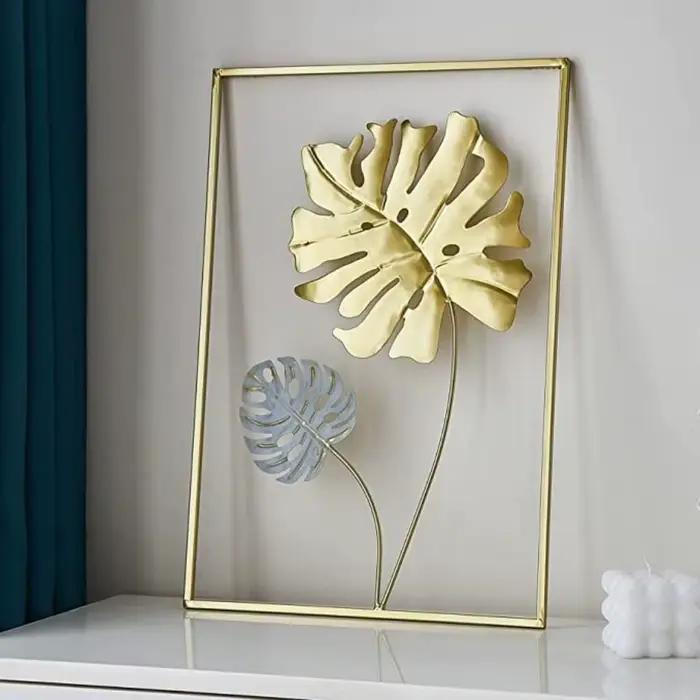 Autocollants muraux en macramé, style nordique, décoration pour la maison, ronds en métal doré, cuir