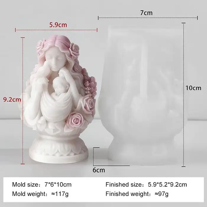 Moule à bougie en silicone 3D pour mère et enfant, moule en silicone pour bougies de la fête des mèr