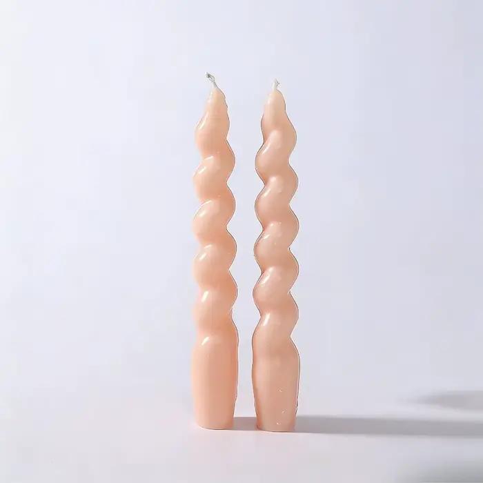 Lot de 2 bougies spirales coniques parfumées, bougies colorées torsadées en cire de soja pour l'arom