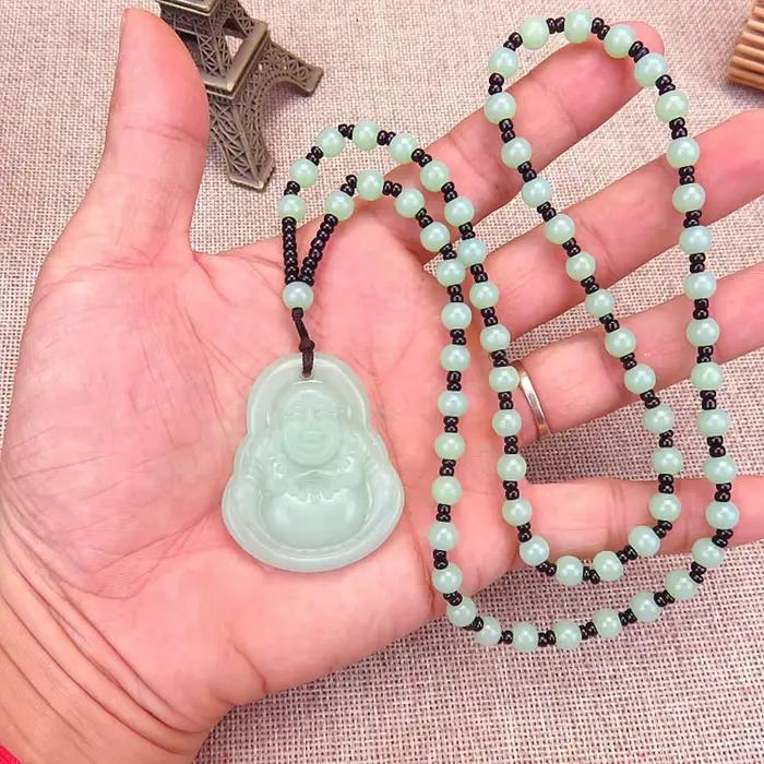 Pendentif bouddha chinois naturel classique, collier en Jade, bijoux de charme à la mode, amulette p