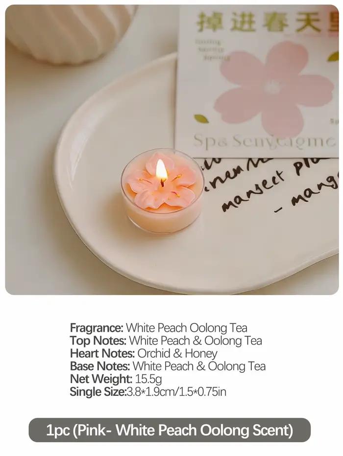 Bougies parfumées en fleurs de pêcher rose, décor de saint-valentin, décor de pièce, cadeaux pour fe