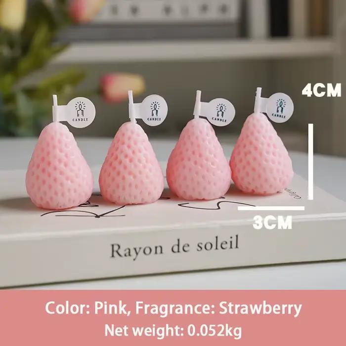 Bougies parfumées en forme de fruit mignon-parfum miel pêche, pomme et fraise, cire de soja naturell