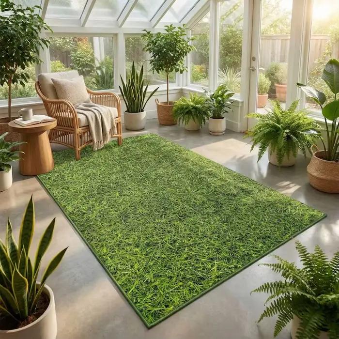 Tapis vert à motif herbe, tapis moderne, tapis de couloir, tapis décoratif pour la maison, tapis de 