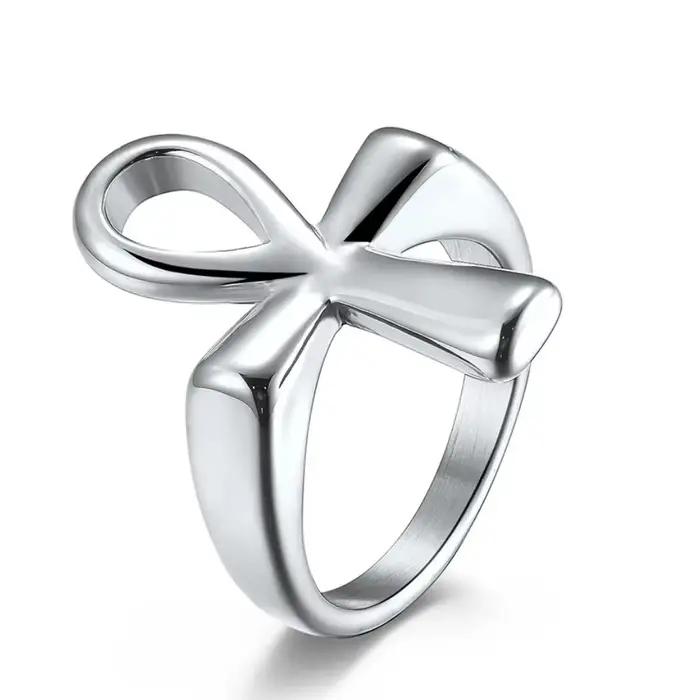 Bague œil Horus Vintage pour hommes et femmes, en acier inoxydable, symbole égyptien ancien, clé de 