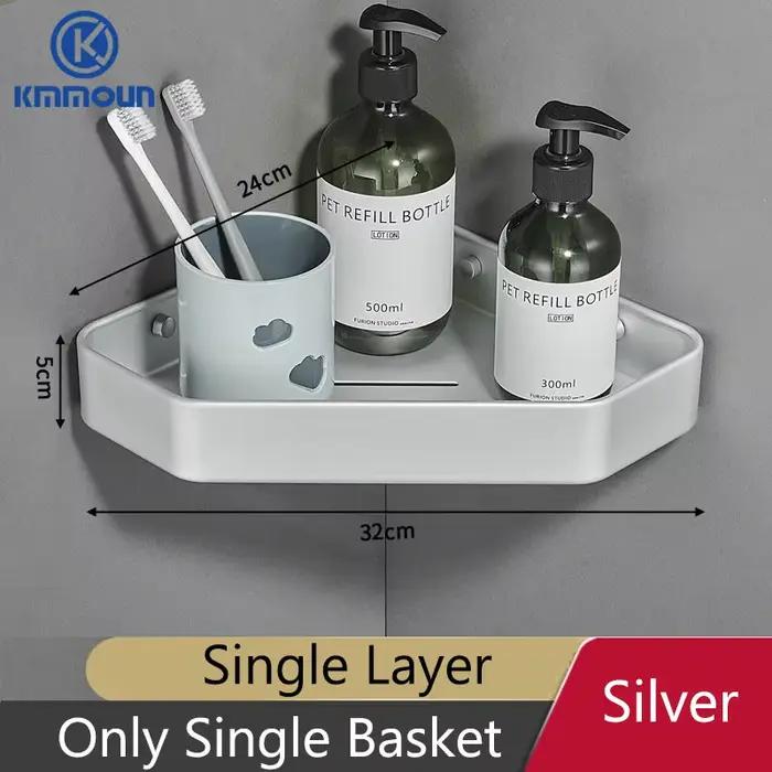 Kmmoun étagère de salle de bain espace d'angle en aluminium salle de bain Triangle panier salle de d
