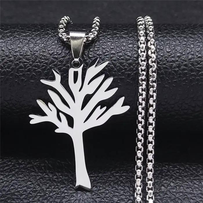 Collier pendentif arbre de vie pour femmes et hommes, bijoux en acier inoxydable, cadeau d'anniversa