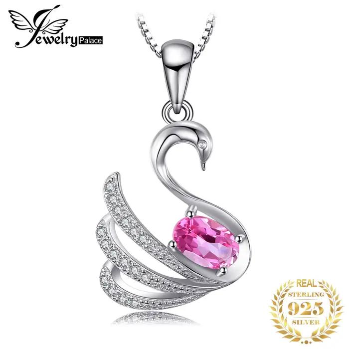 JewelryPalace – collier ovale en forme de cygne pour femme, pendentif en argent Sterling 925, topaze