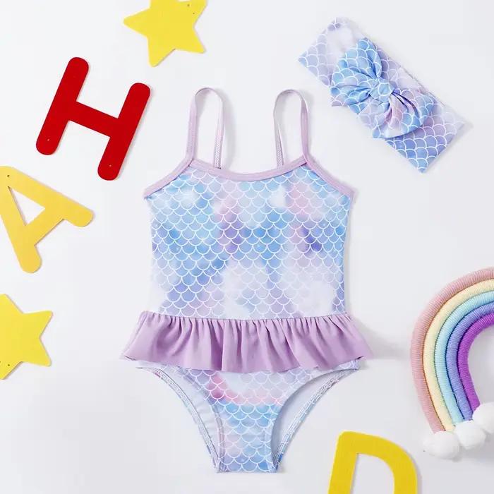 Maillot de bain d'été 2026 pour enfants, maillot de bain une pièce sans manches à motif de dessin an