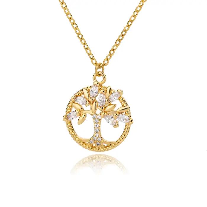 Collier arbre de vie pour femmes, en acier inoxydable, longue chaîne, pendentifs, tendance, ras du c