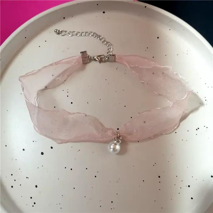 Chapelet coeur arc Fairycore perles tour de cou rose dentelle collier Y2K Pixie Fairycore Cottagecor