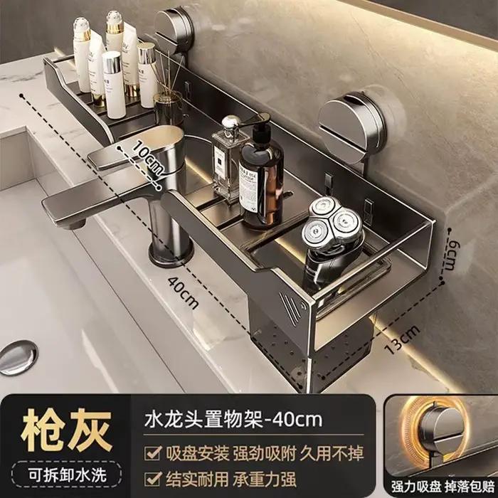 Étagère de rangement murale sans perçage pour robinet de lavabo, armoire de salle de bain, lavabo, m
