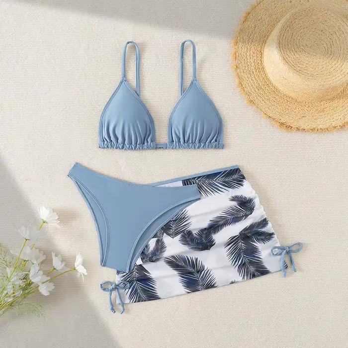 Maillot de bain trois pièces pour enfants, imprimé, pour filles, protection UV, confort et plaisir