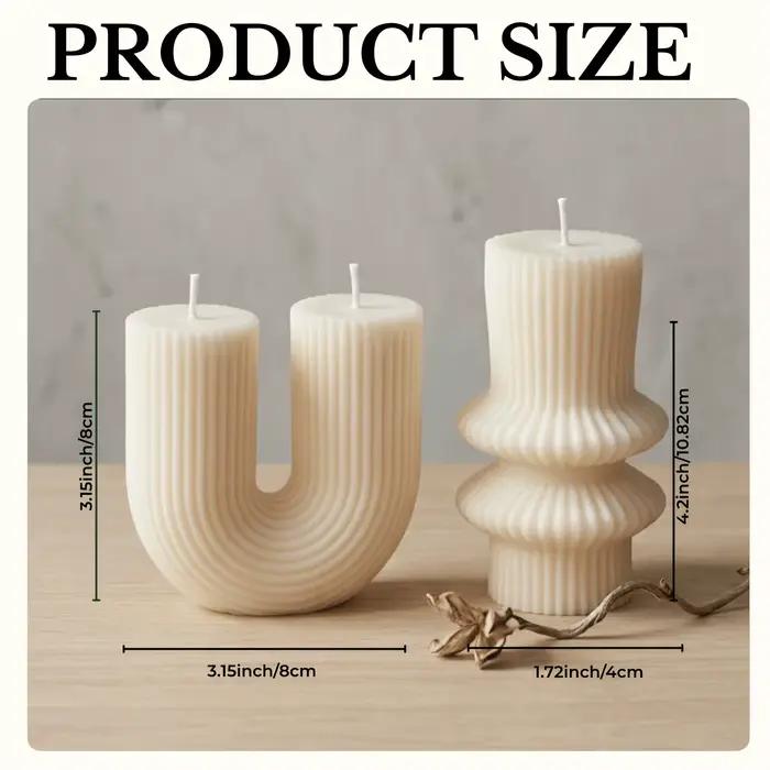 2 bougies piliers sculpturales minimalistes, bougies non parfumées pour les fêtes, décoration de tab