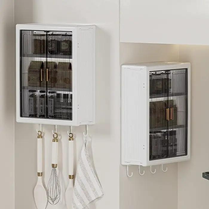 Armoire de rangement murale pour salle de bain, anti-poussière, étanche, sans perçage, support pour 