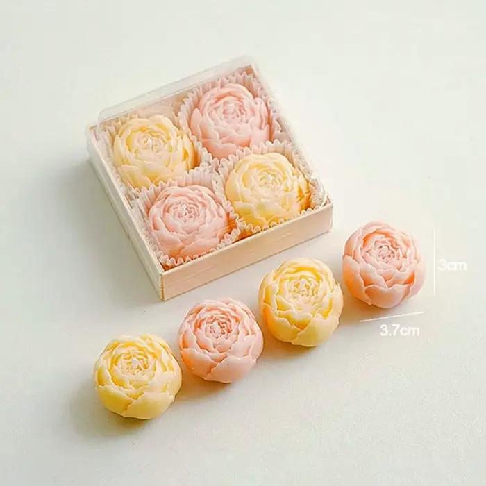 Coffret cadeau de bougies parfumées à la rose pivoine – Bougies d'aromathérapie artisanales en forme