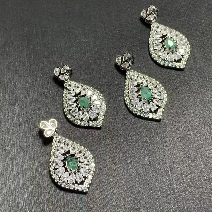 Collier pendentif émeraude naturelle ovale, bijoux fins, pierres faites à la main, vente en gros, ca