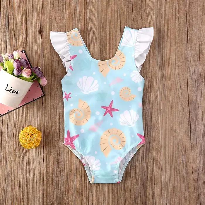 0-36 mois nouveau-né bébé enfant filles maillot de bain nœud volants coquille étoile de mer maillot 