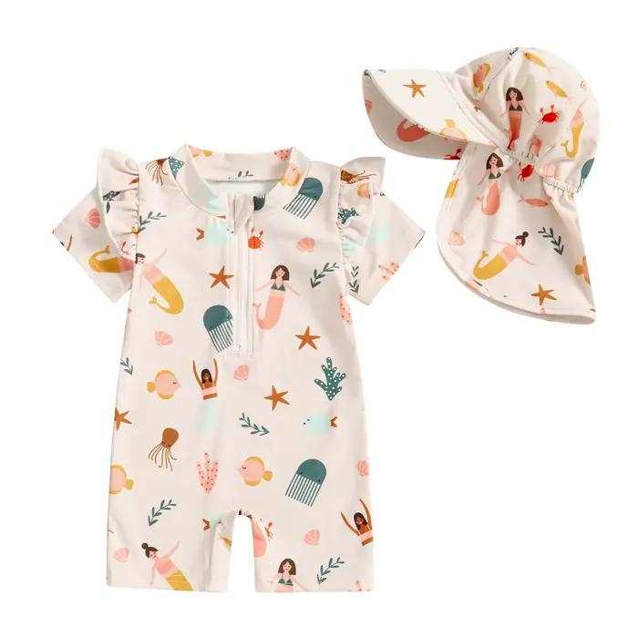 MISOWMNJOY infantile bébé fille été maillot de bain anti-éruption enfants Beachwerar à manches court