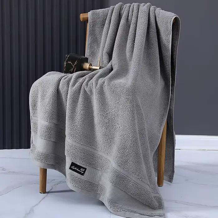 Serviette de bain de style hôtel 160 cm, en coton pur de haute densité, couleur unie, épaissie et su