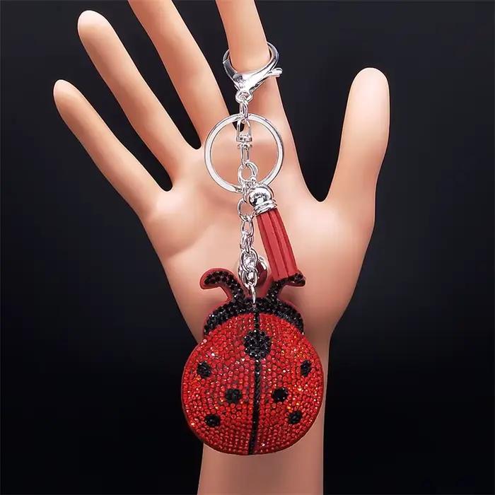 Coccinelle gland cristal porte-clés sac breloque pour femmes/hommes coccinelle porte-clés accessoire