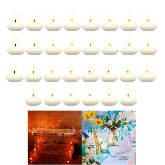 Bougies flottantes non parfumées, 30 pièces, bougies chauffe-plat pour mariages et noël