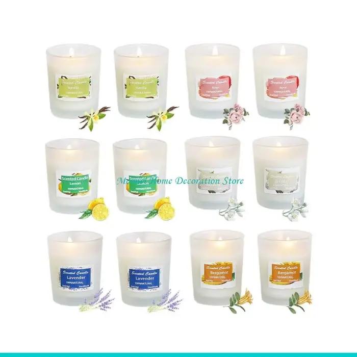 H7BF – ensemble bougies d'aromathérapie longue durée, 12 heures, parfumées pour maison