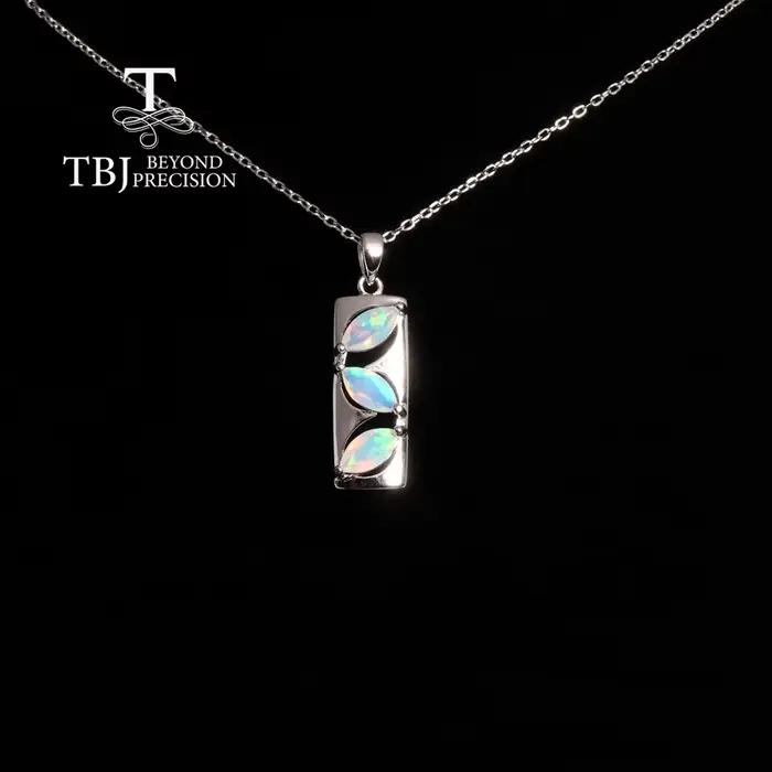 Collier avec pendentif en argent sterling, pierre de naissance d'octobre colorée, opale naturelle, b