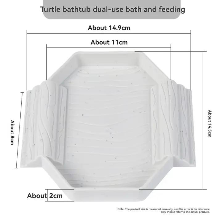 Bassin de bain pour tortues à bord jaune, demi-bassin pour reptiles, double usage eau et nourriture,