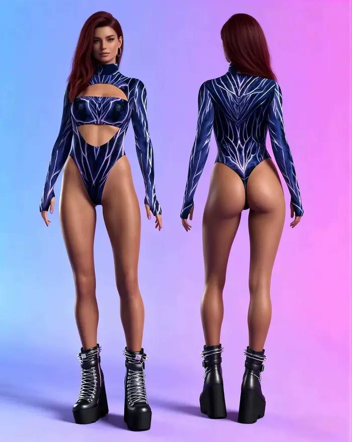 Nouvelle Arrivée Été Vente Flash Maillot de Bain Une Pièce Femme à Manches Longues Imprimé Numérique